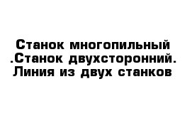 Станок многопильный .Станок двухсторонний. Линия из двух станков